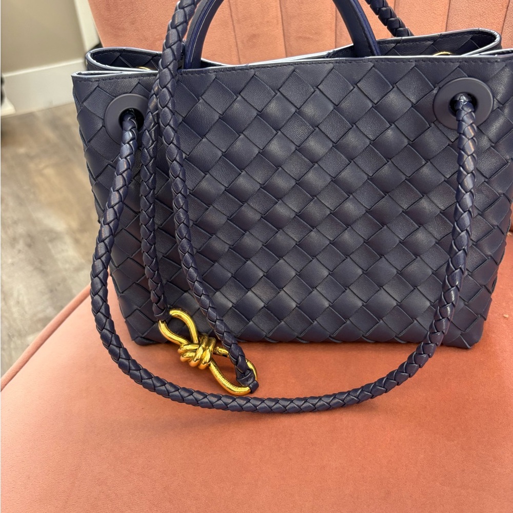 Bottega Veneta Navy Blue Tote Bag